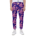 Purple Tropical Hawaiian Pattern Print Scuba Joggers