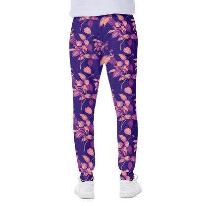 Purple Tropical Hawaiian Pattern Print Scuba Joggers