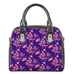 Purple Tropical Hawaiian Pattern Print Shoulder Handbag