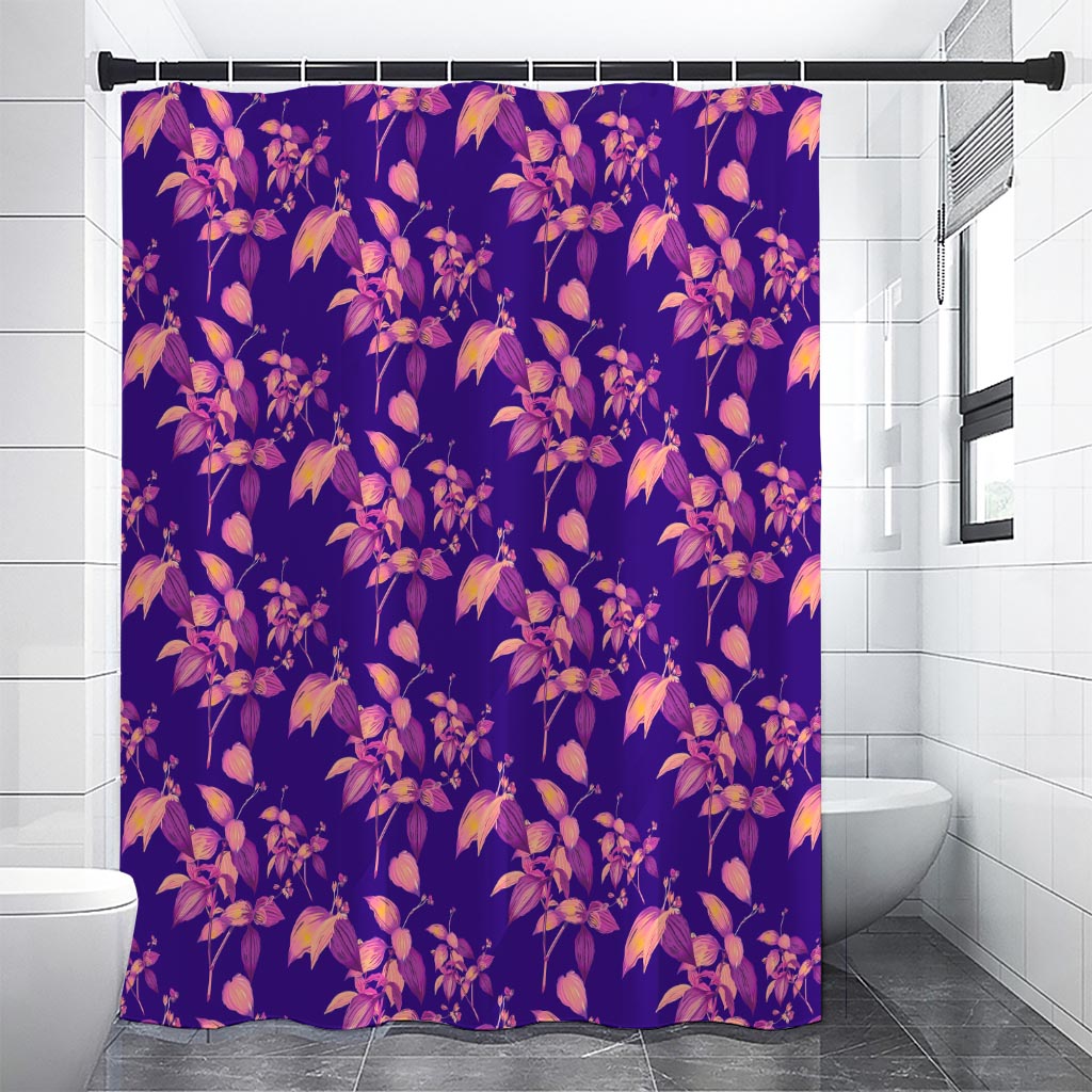 Purple Tropical Hawaiian Pattern Print Shower Curtain
