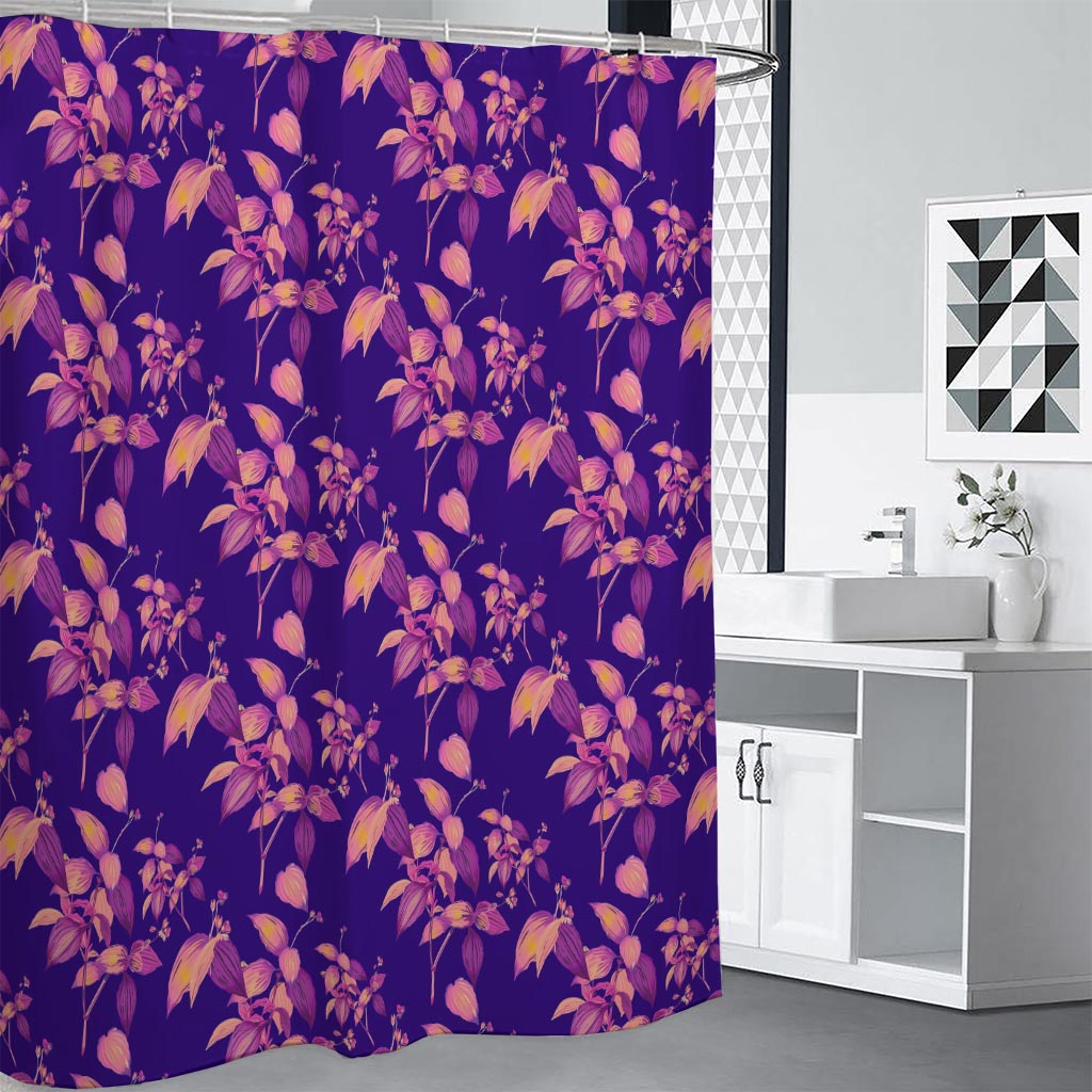 Purple Tropical Hawaiian Pattern Print Shower Curtain