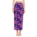 Purple Tropical Hawaiian Pattern Print Side Slit Maxi Skirt