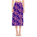 Purple Tropical Hawaiian Pattern Print Side Slit Midi Skirt