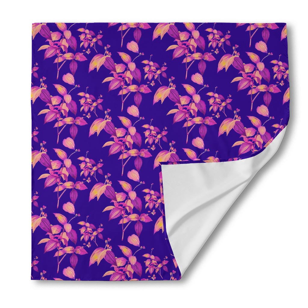 Purple Tropical Hawaiian Pattern Print Silk Bandana