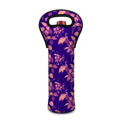 Purple Tropical Hawaiian Pattern Print Single Neoprene Wine Tote