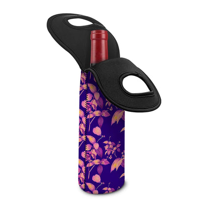 Purple Tropical Hawaiian Pattern Print Single Neoprene Wine Tote