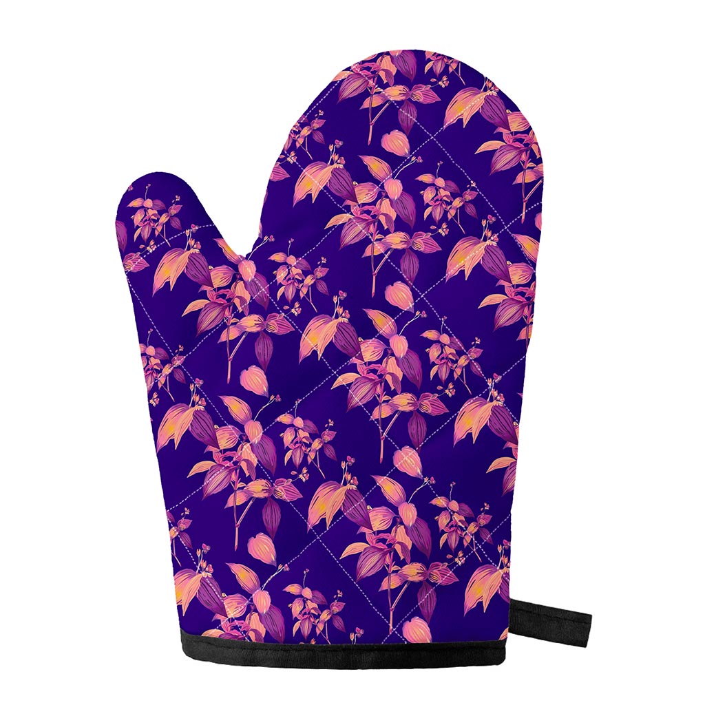 Purple Tropical Hawaiian Pattern Print Single Oven Mitt