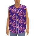 Purple Tropical Hawaiian Pattern Print Sleeveless Baseball Jersey