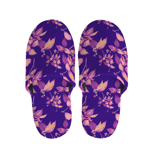 Purple Tropical Hawaiian Pattern Print Slippers