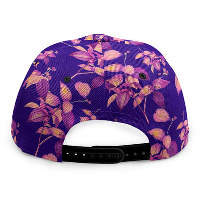 Purple Tropical Hawaiian Pattern Print Snapback Cap