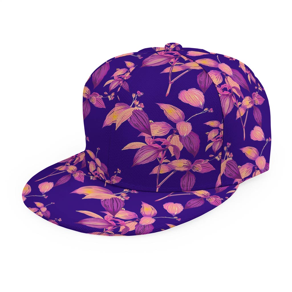 Purple Tropical Hawaiian Pattern Print Snapback Cap