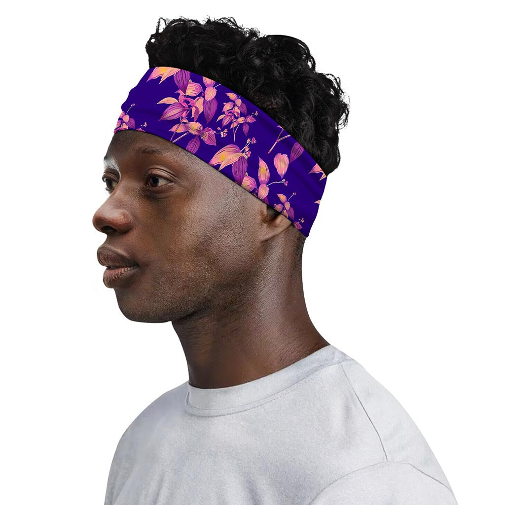Purple Tropical Hawaiian Pattern Print Sports Headband