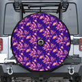 Purple Tropical Hawaiian Pattern Print Tire Cover With Camera Hole