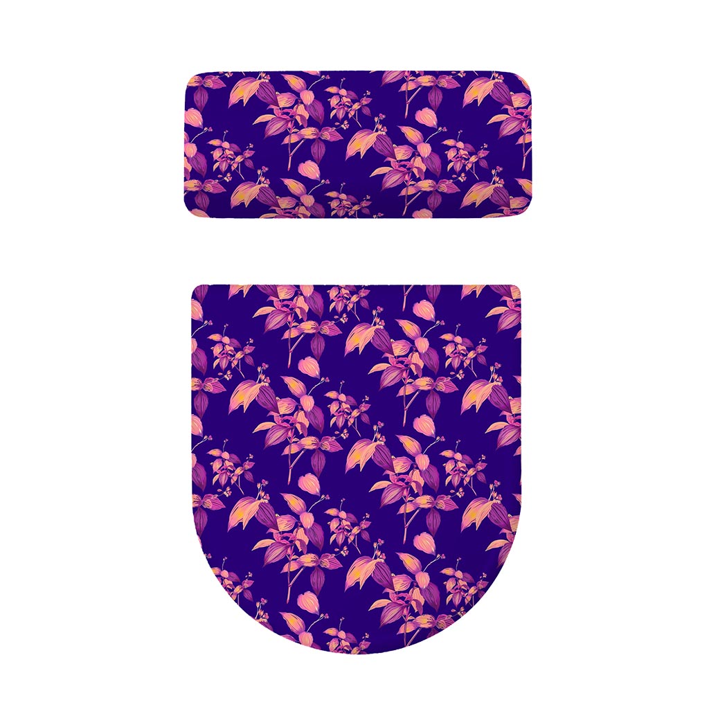 Purple Tropical Hawaiian Pattern Print Toilet Lid And Tank Cover Set