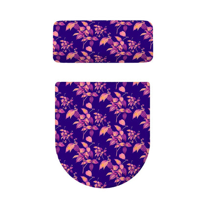 Purple Tropical Hawaiian Pattern Print Toilet Lid And Tank Cover Set