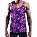 Purple Tropical Hawaiian Pattern Print Men's Workout Tank Top