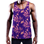 Purple Tropical Hawaiian Pattern Print Training Tank Top