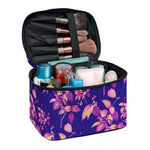 Purple Tropical Hawaiian Pattern Print Travel Makeup Bag