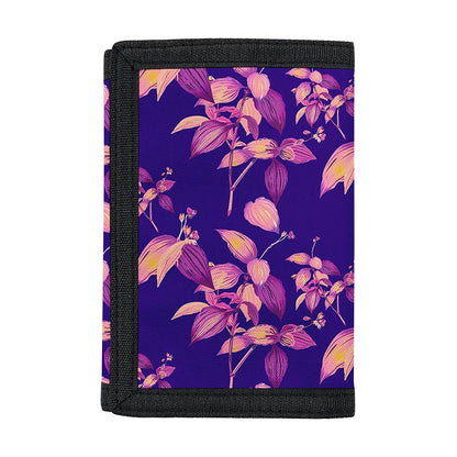 Purple Tropical Hawaiian Pattern Print Trifold Wallet