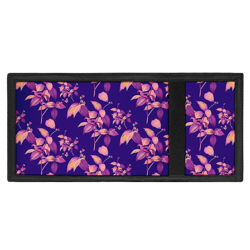 Purple Tropical Hawaiian Pattern Print Trifold Wallet
