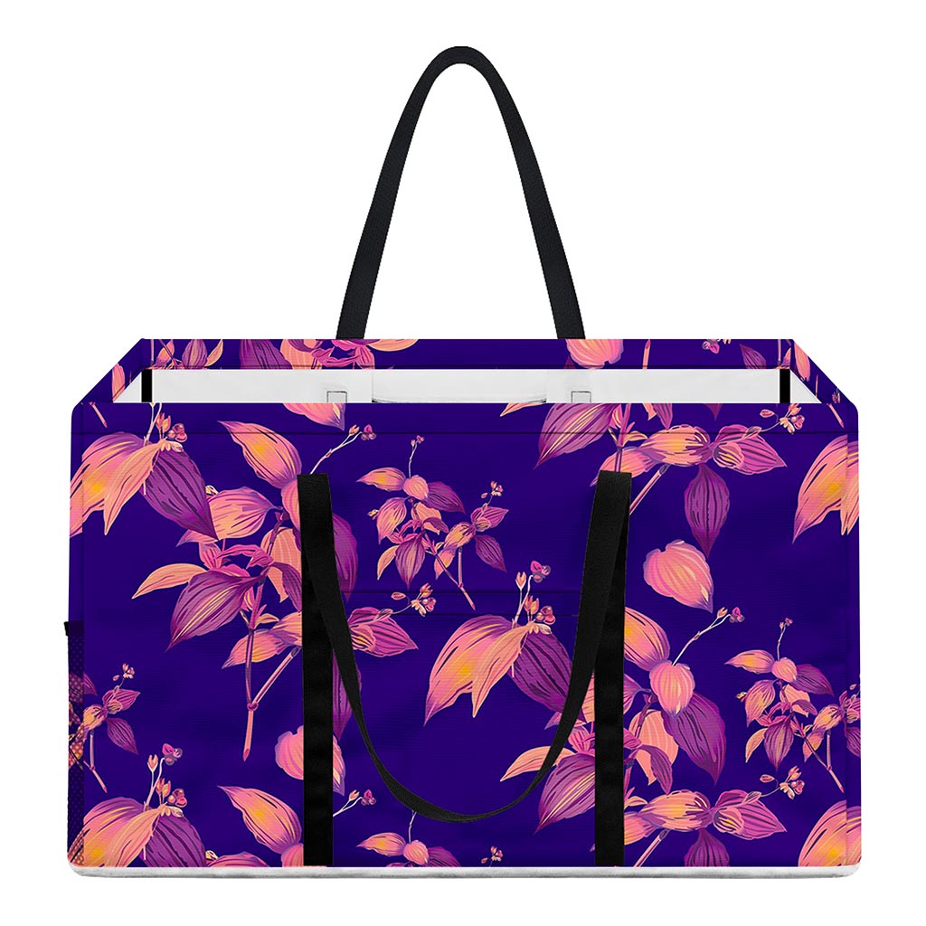 Purple Tropical Hawaiian Pattern Print Utility Tote Bag