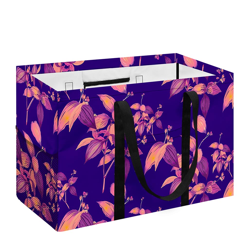 Purple Tropical Hawaiian Pattern Print Utility Tote Bag