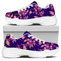 Purple Tropical Hawaiian Pattern Print White Chunky Shoes