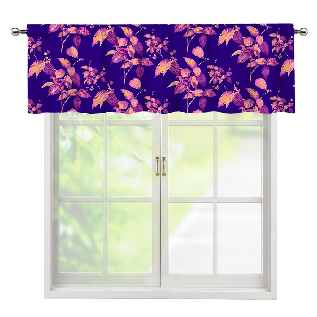 Purple Tropical Hawaiian Pattern Print Window Valance