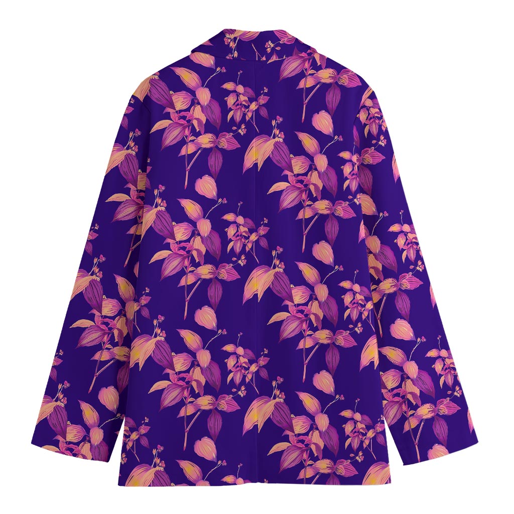Purple Tropical Hawaiian Pattern Print Women's Blazer