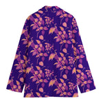 Purple Tropical Hawaiian Pattern Print Women's Cotton Blazer