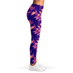 Purple Tropical Hawaiian Pattern Print Women's Leggings
