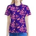 Purple Tropical Hawaiian Pattern Print Women's Polo Shirt