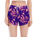 Purple Tropical Hawaiian Pattern Print Women's Split Running Shorts