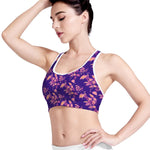 Purple Tropical Hawaiian Pattern Print Women's Sports Bra