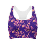 Purple Tropical Hawaiian Pattern Print Women's Sports Bra