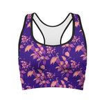 Purple Tropical Hawaiian Pattern Print Women's Sports Bra