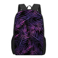 Purple Tropical Leaves Print 17 Inch Backpack