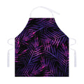 Purple Tropical Leaves Print Adjustable Apron