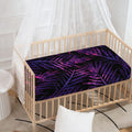 Purple Tropical Leaves Print Baby Crib Sheet