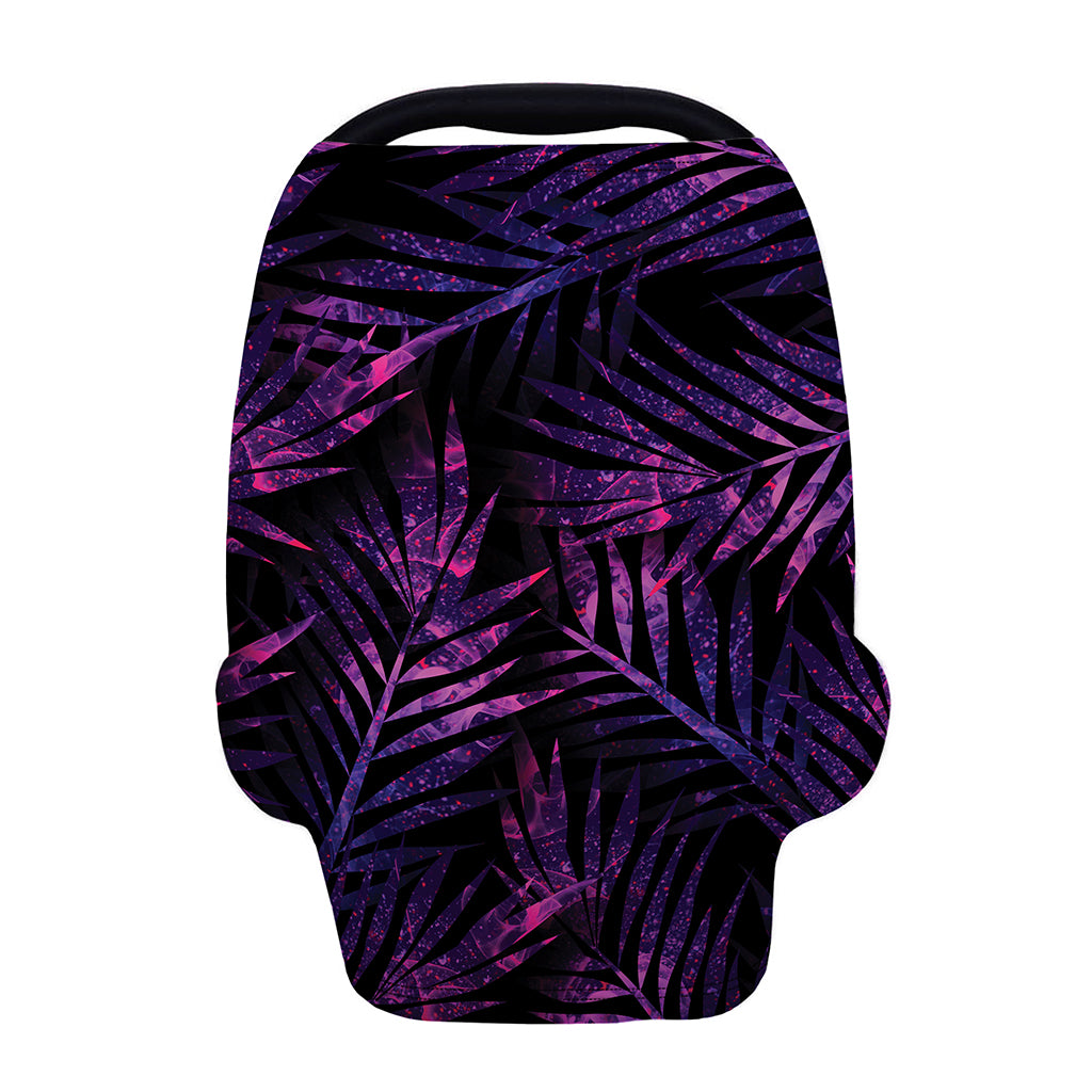 Purple Tropical Leaves Print Baby Seat Cover