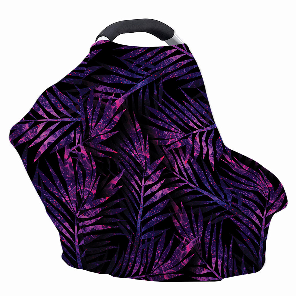 Purple Tropical Leaves Print Baby Seat Cover