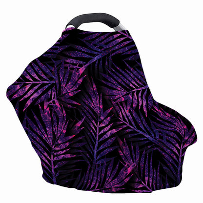 Purple Tropical Leaves Print Baby Seat Cover