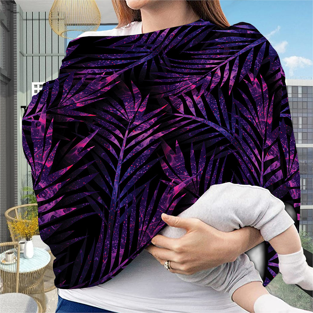 Purple Tropical Leaves Print Baby Seat Cover