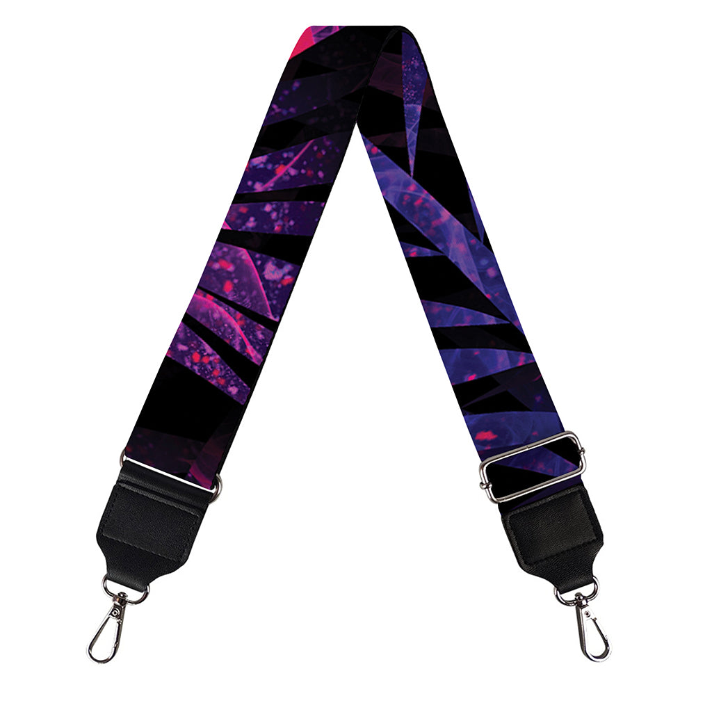 Purple Tropical Leaves Print Bag Strap