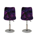 Purple Tropical Leaves Print Bar Stool Covers