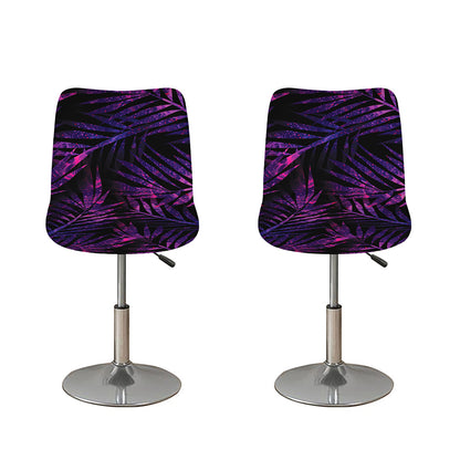 Purple Tropical Leaves Print Bar Stool Covers