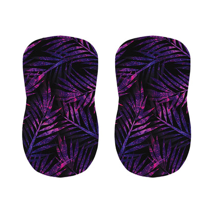 Purple Tropical Leaves Print Bar Stool Covers
