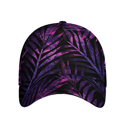 Purple Tropical Leaves Print Baseball Cap
