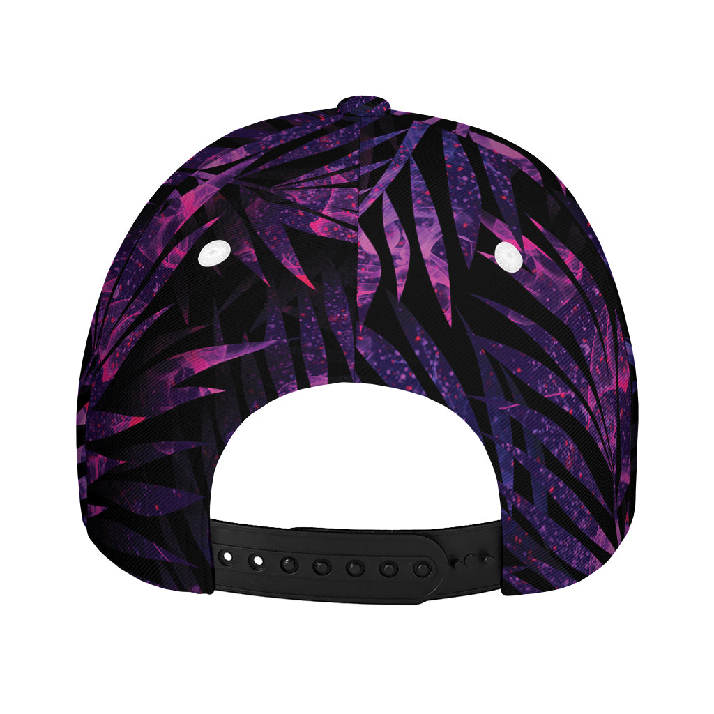 Purple Tropical Leaves Print Baseball Cap