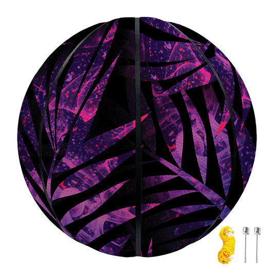 Purple Tropical Leaves Print Basketball
